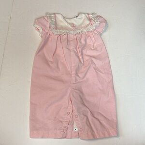 Vintage Baby Girl Onesie Pink Collar Bib Pink White Dynasty Carters 6M